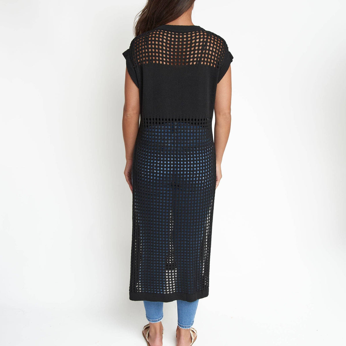 SALE - Azalea Sleeveless Longline Crochet Sweater
