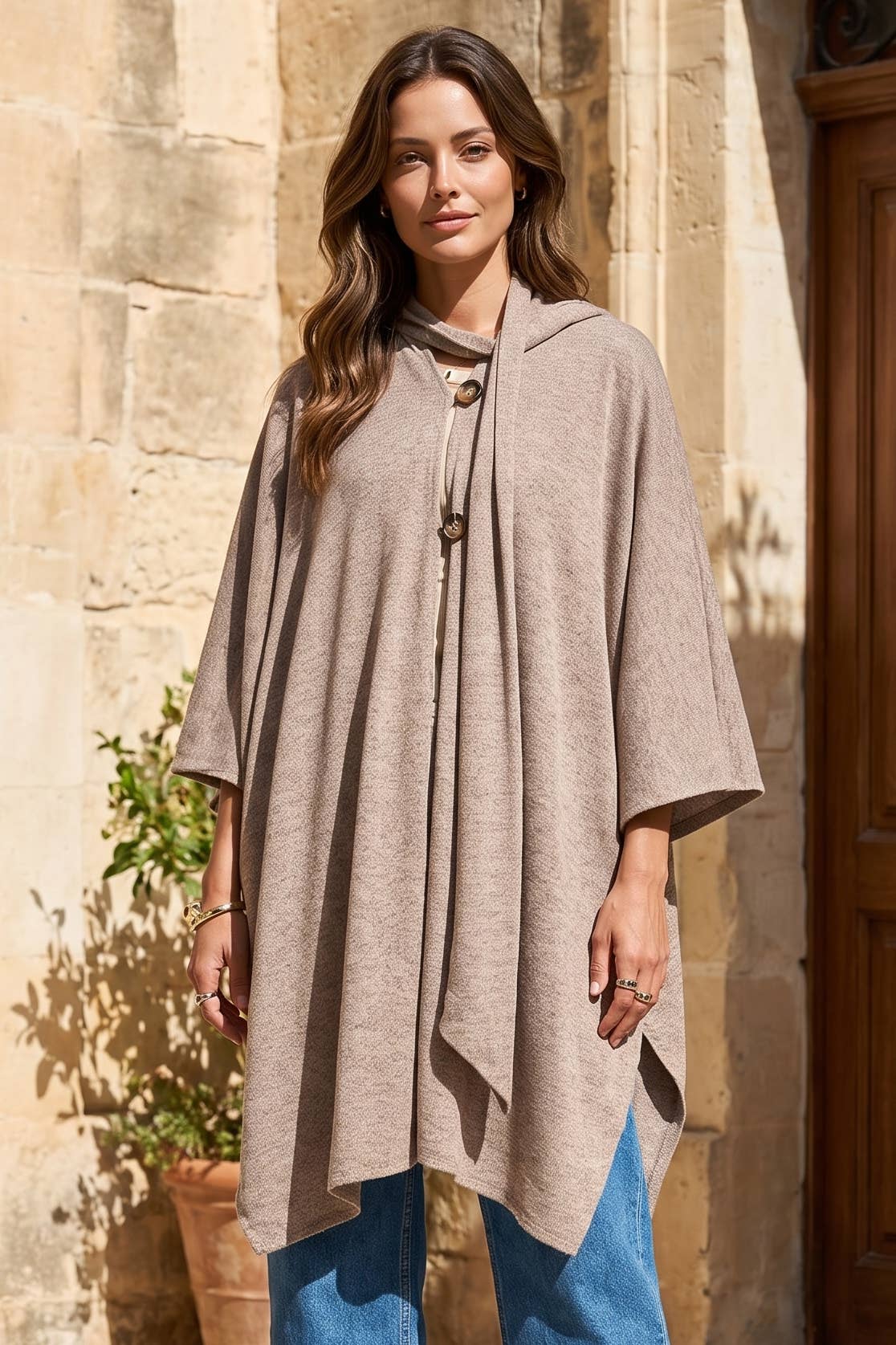 Flowy Draped Poncho Top