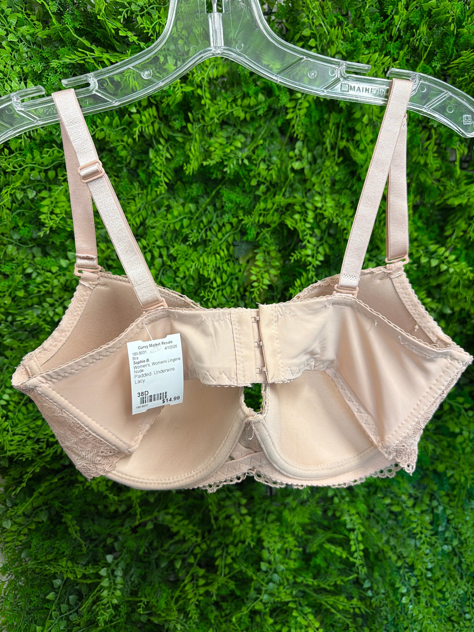 Sophie B. Womens Lingerie Size 38D Bra