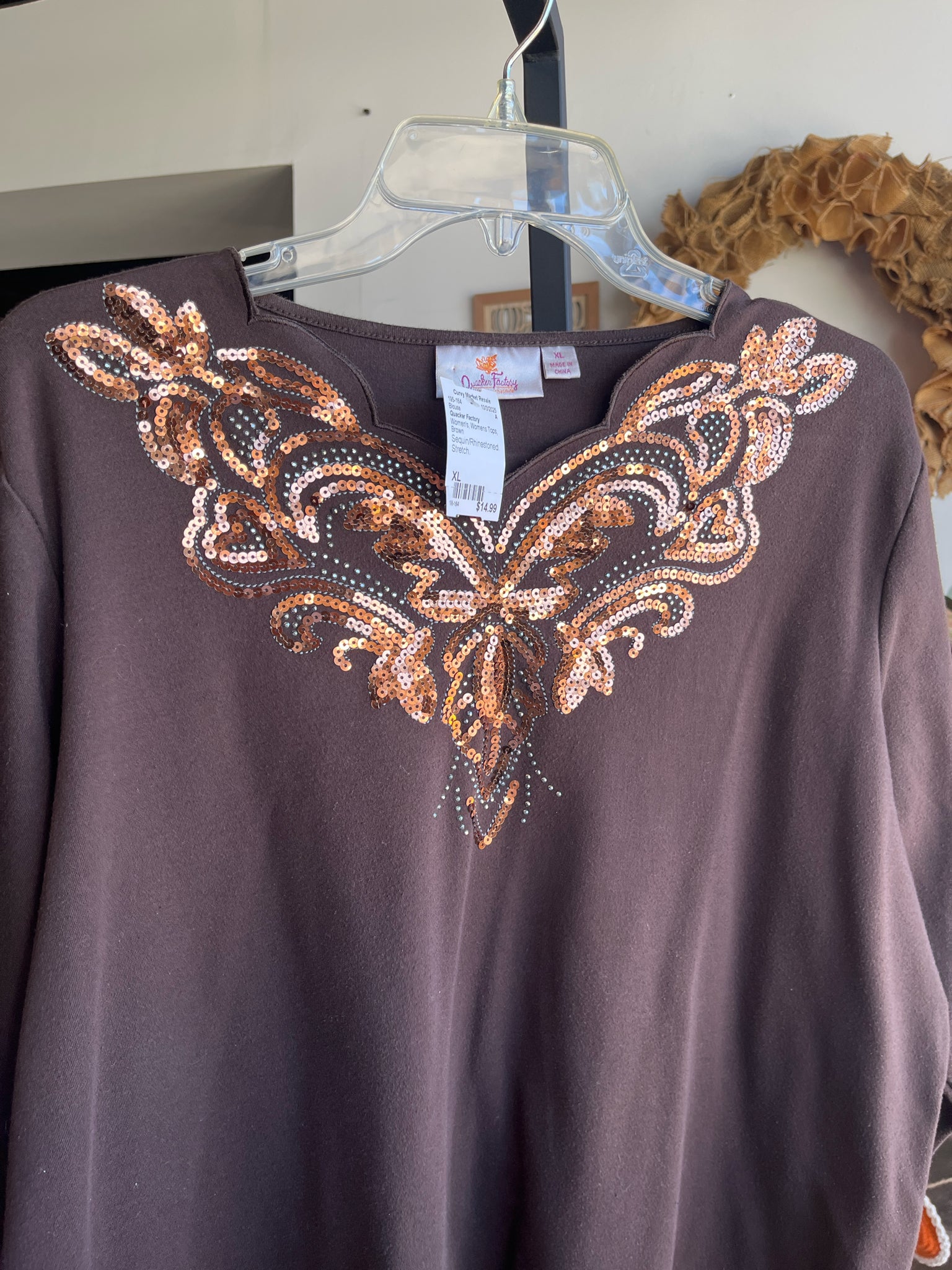 Quacker Factory Womens Tops Size XL Blouse