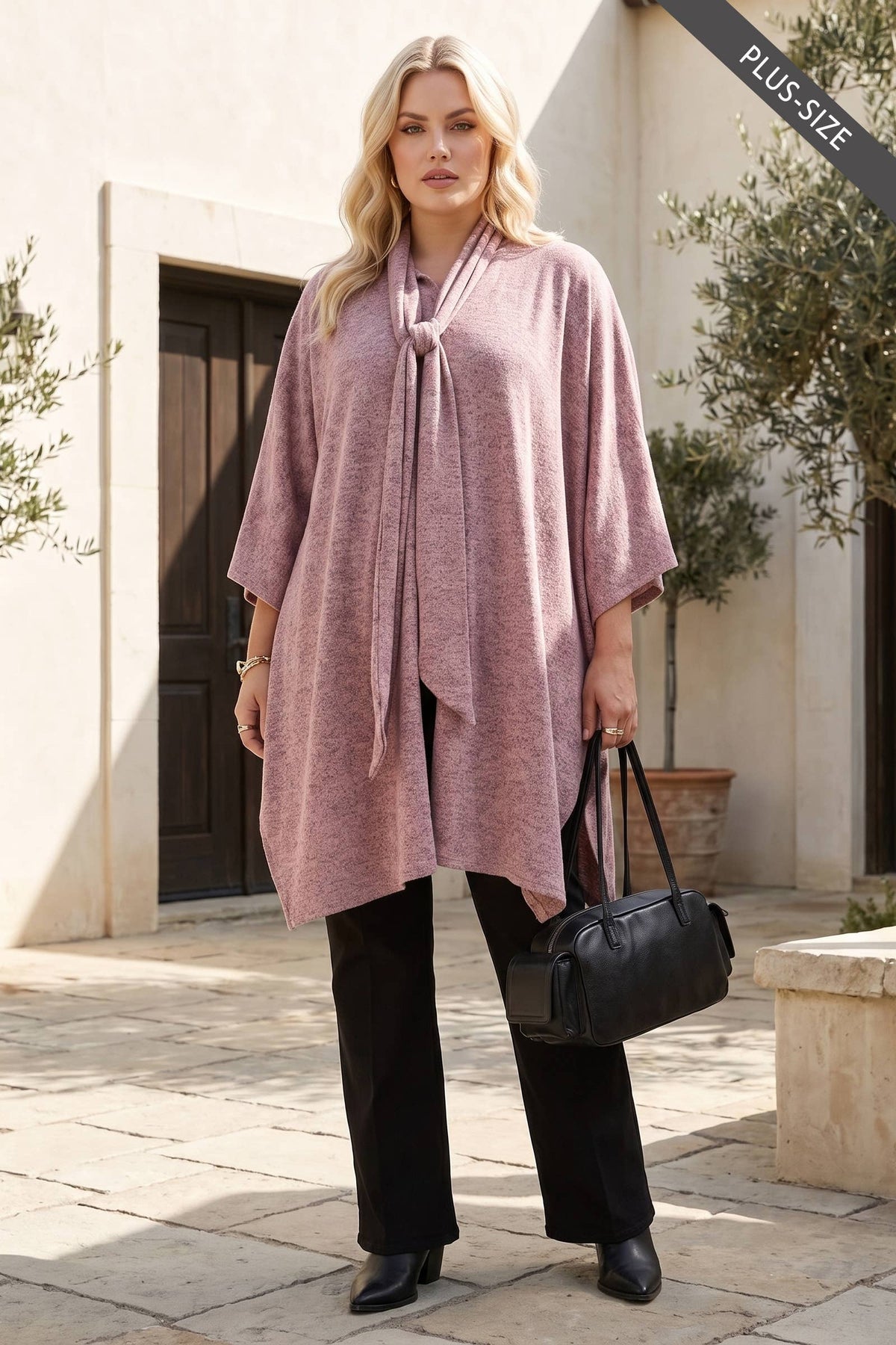PLUS SIZE Flowy Draped Poncho Top