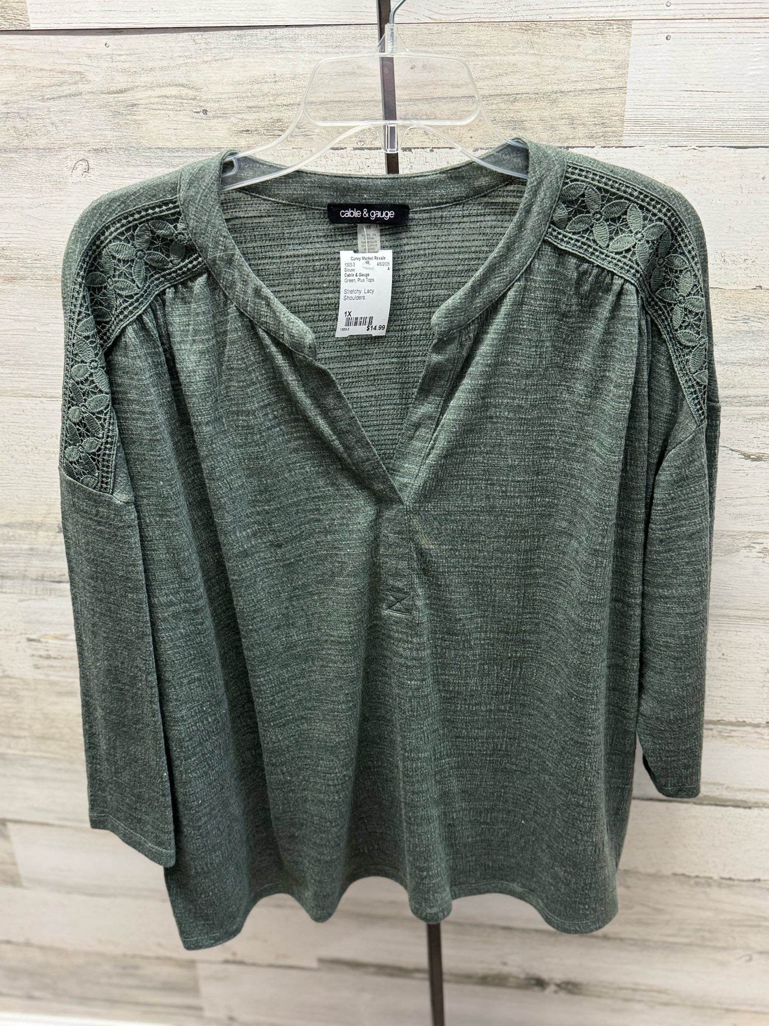 Cable & Gauge Plus Tops Size 1X Blouse