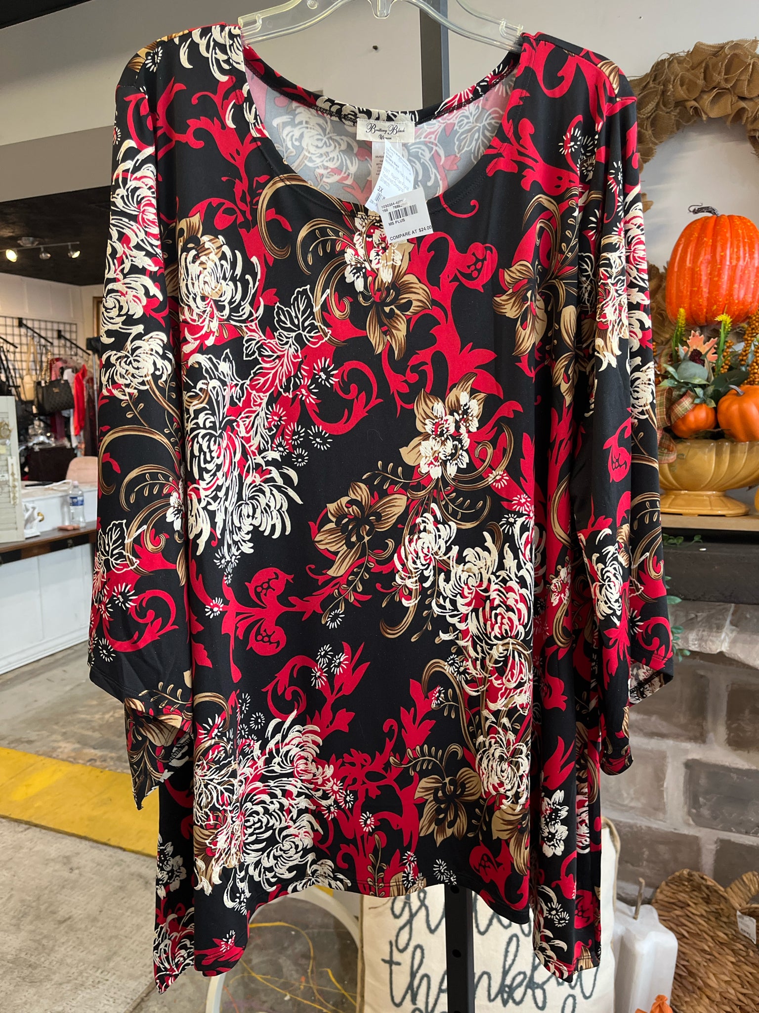 Brittany Black Plus Tops Size 3X Blouse