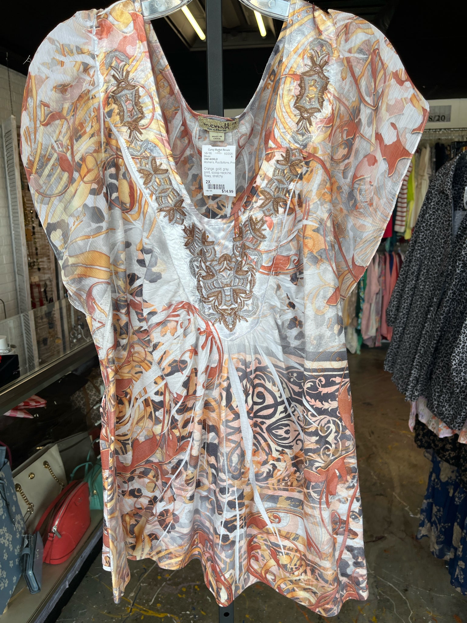 ONE WORLD Plus Bottoms Size 2X Blouse