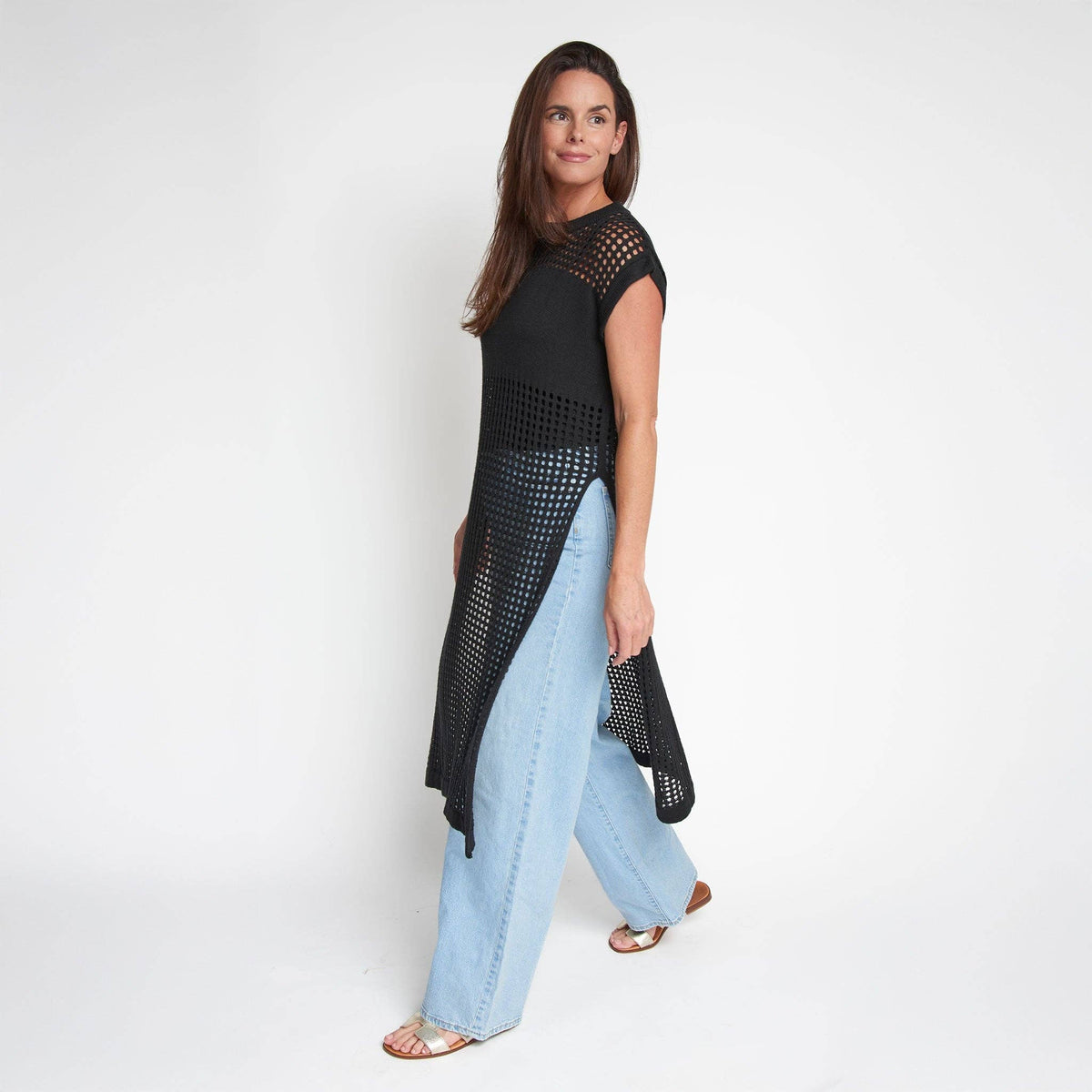 SALE - Azalea Sleeveless Longline Crochet Sweater