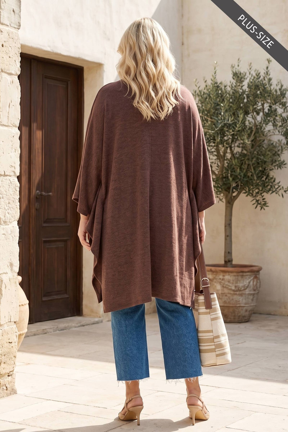 PLUS SIZE Flowy Draped Poncho Top
