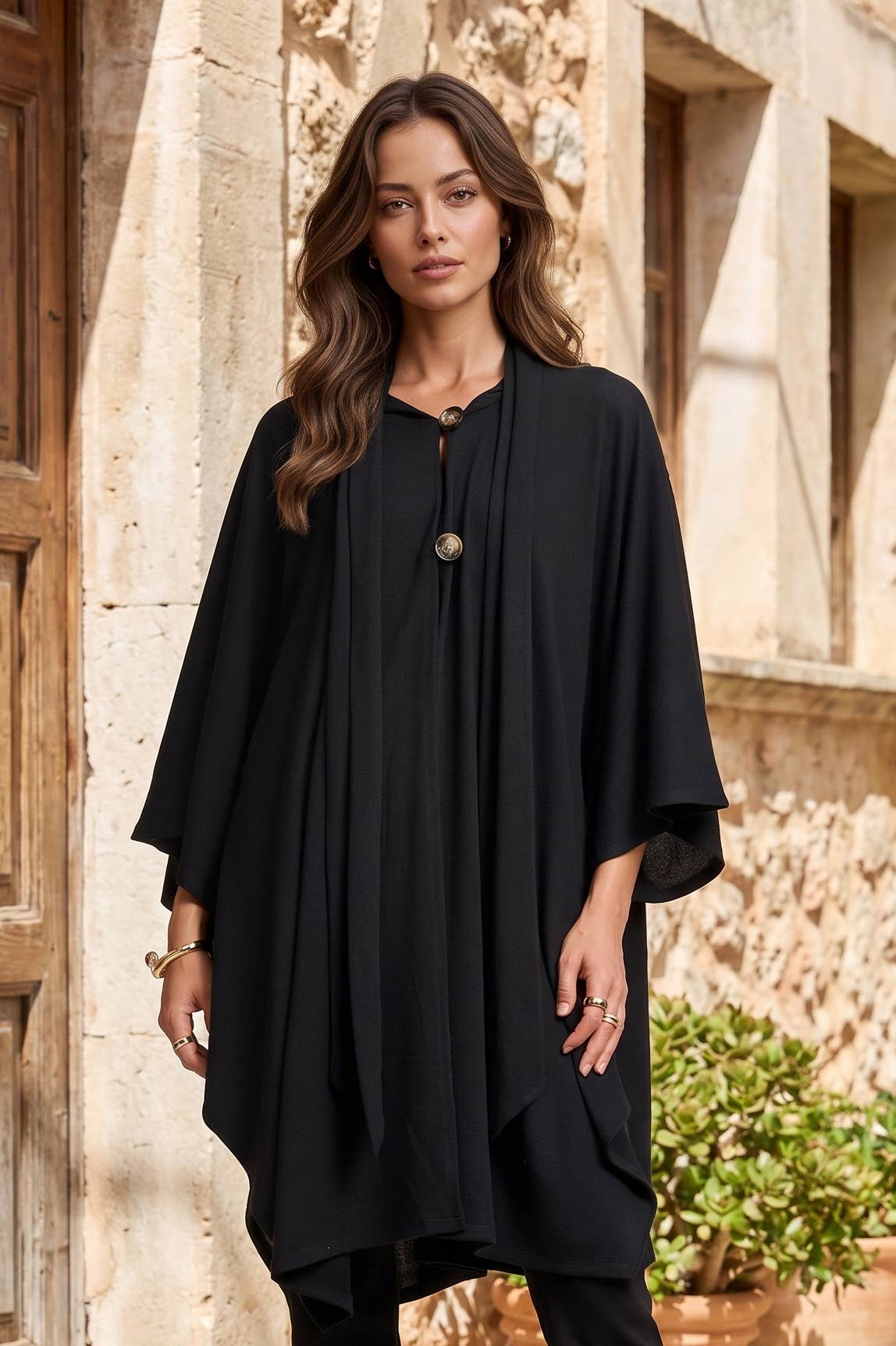 Flowy Draped Poncho Top