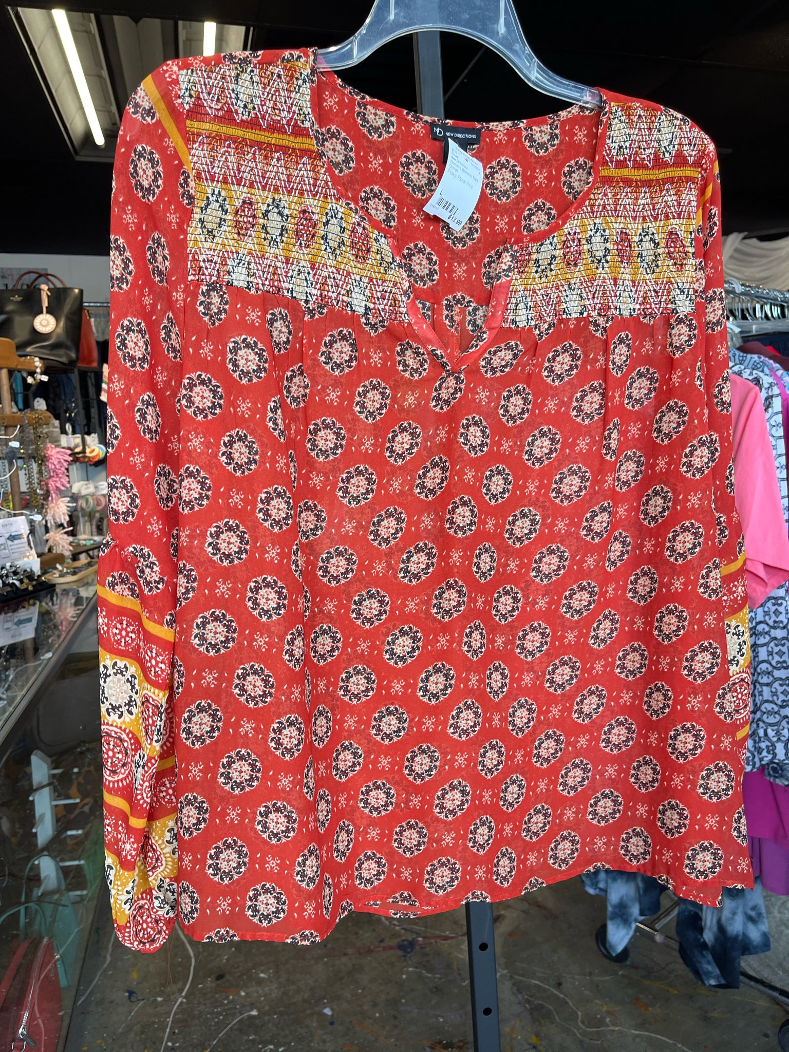 New Directions Womens Tops Size L Blouse