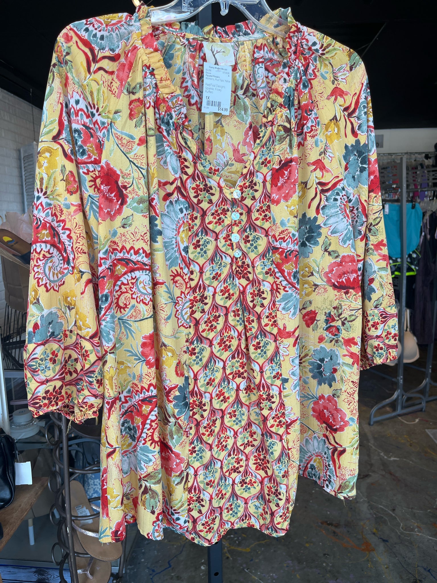 Fig and Flowers Plus Tops Size 1X Blouse