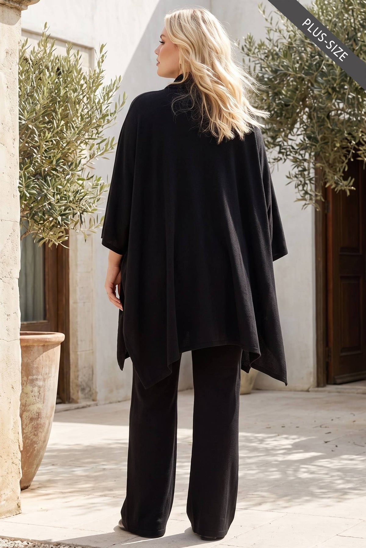 PLUS SIZE Flowy Draped Poncho Top