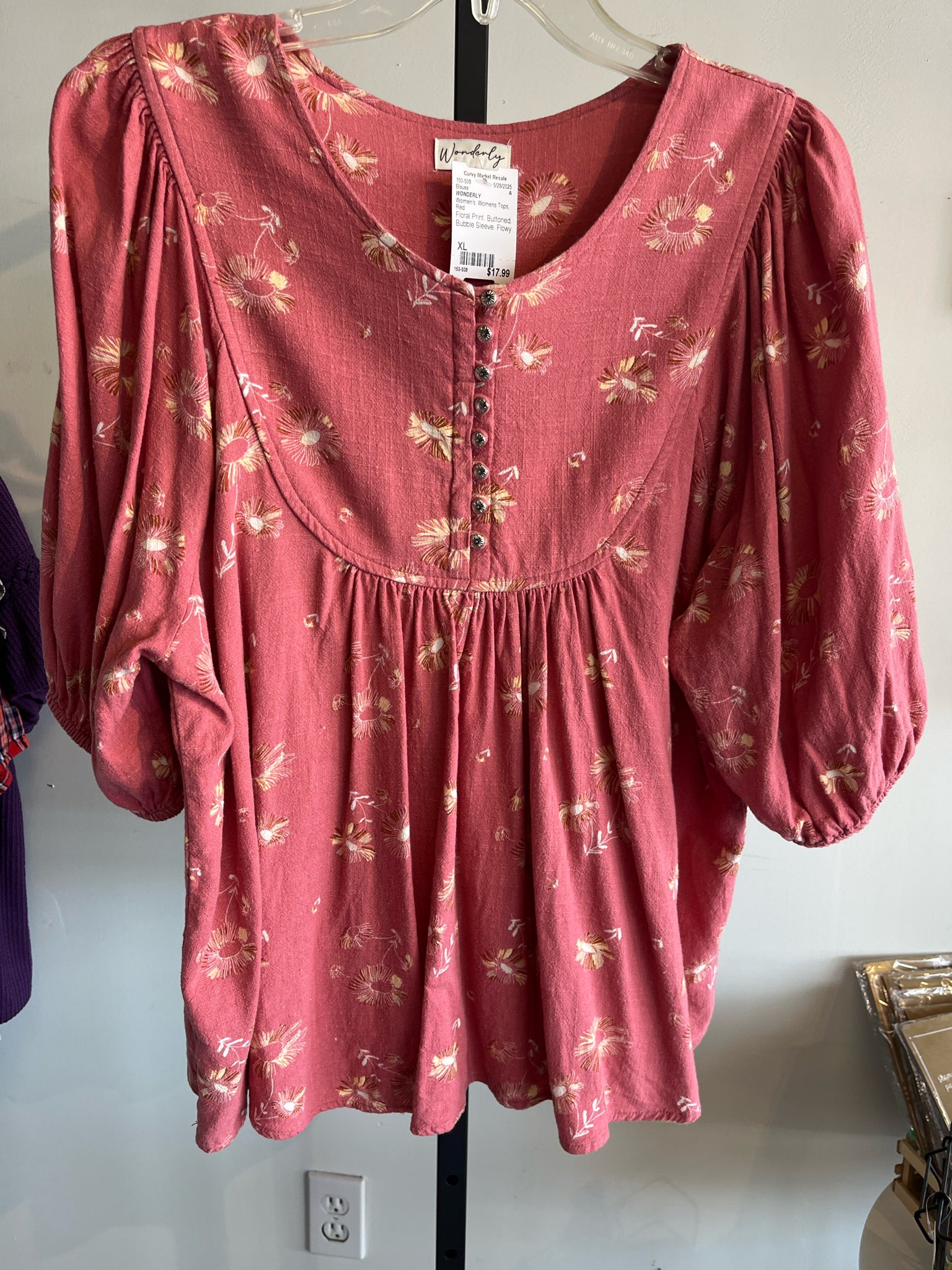 WONDERLY Womens Tops Size XL Blouse