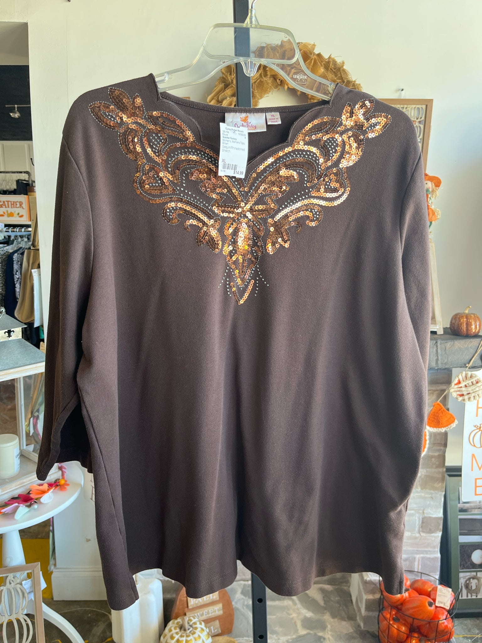 Quacker Factory Womens Tops Size XL Blouse