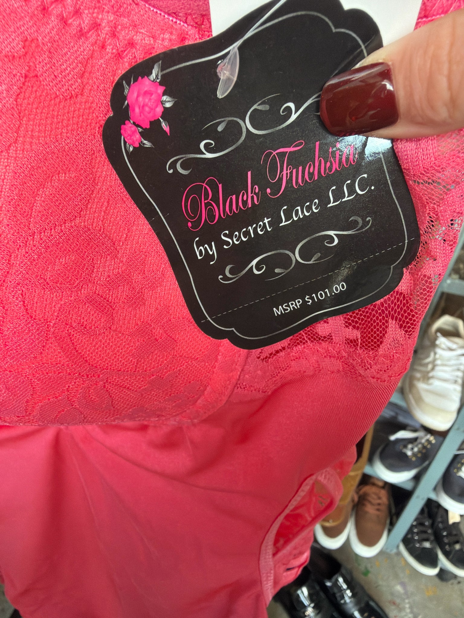 Black Fuchsia Plus Lingerie Size 3X Bodysuit