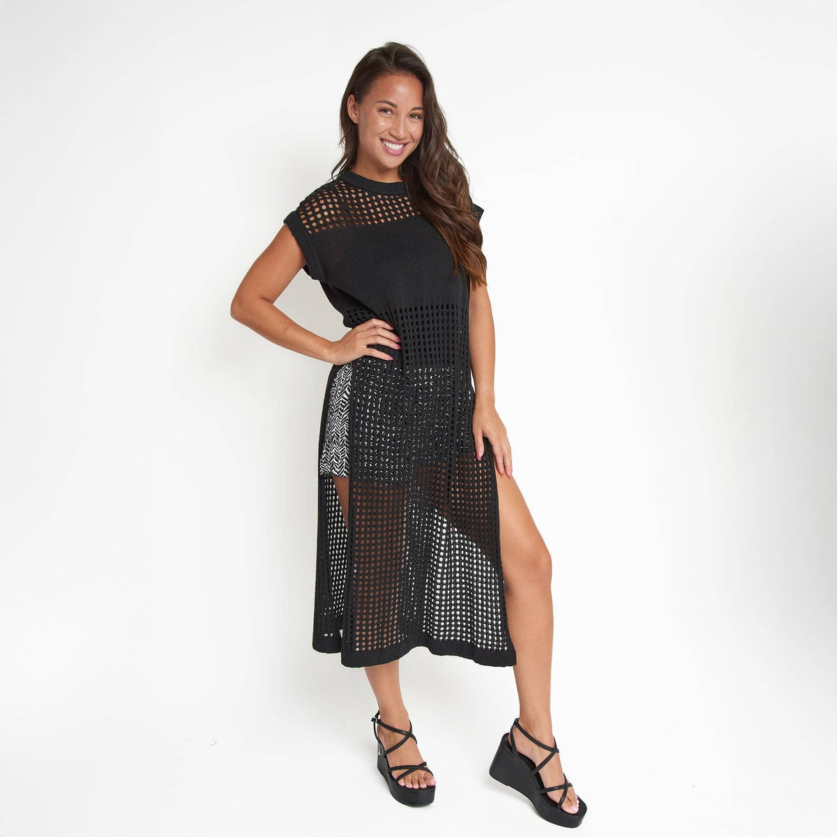 SALE - Azalea Sleeveless Longline Crochet Sweater