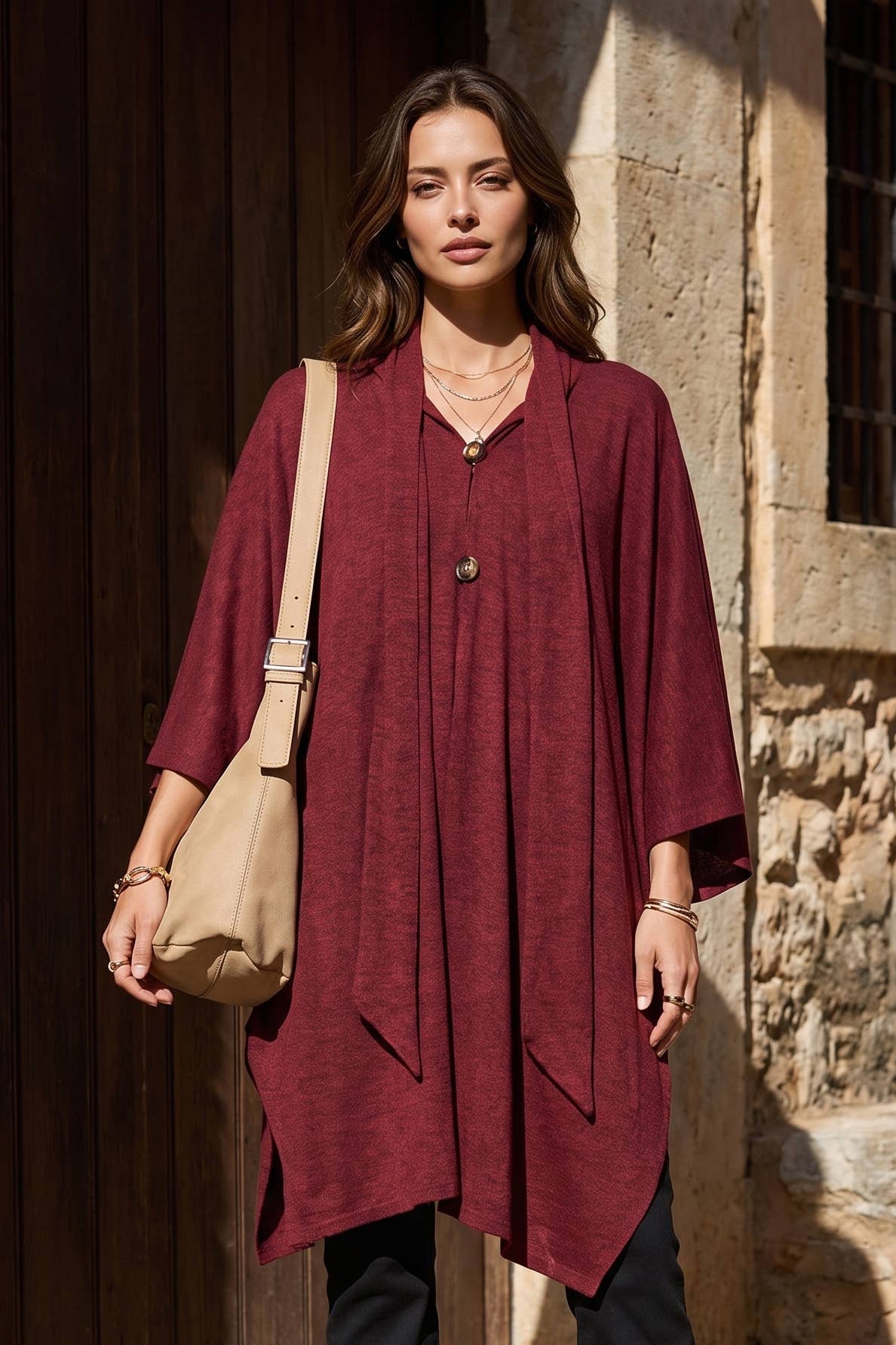 Flowy Draped Poncho Top