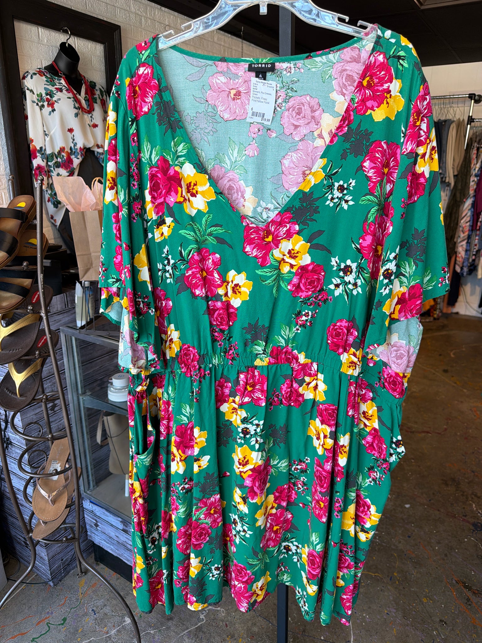 halter neck green dress Torrid Midi Wash Gauze Tiered Dress – Luxy Thrift main image 0