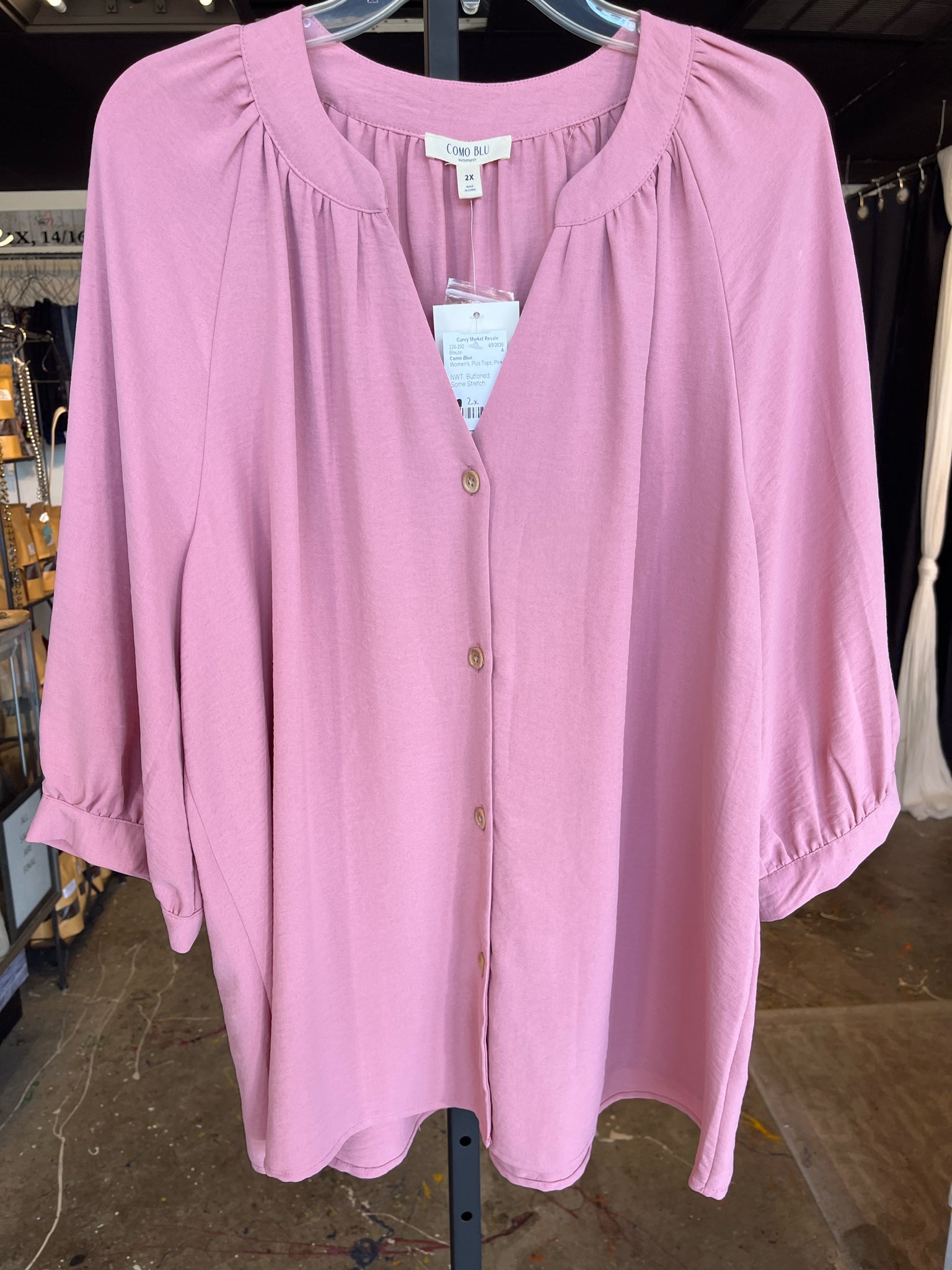 Como Blue Plus Tops Size 2X Blouse