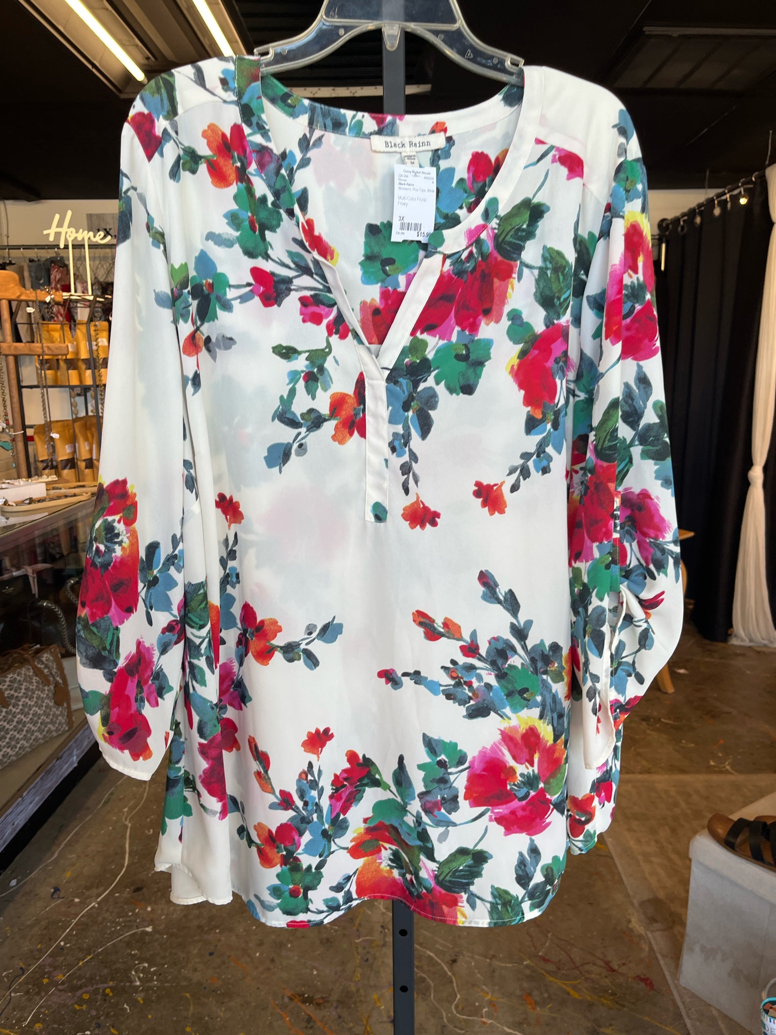 Black Rainn Plus Tops Size 3X Blouse