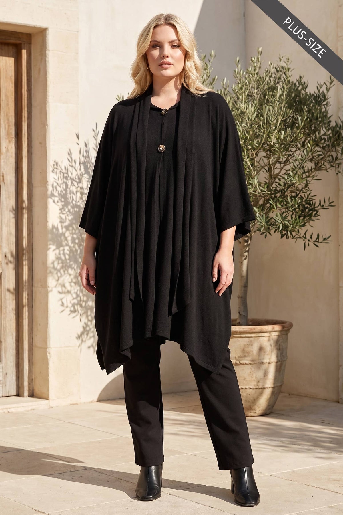 PLUS SIZE Flowy Draped Poncho Top