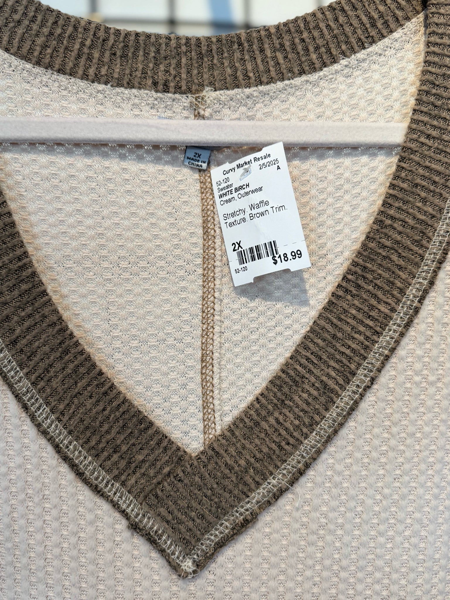 Size 2X WHITE BIRCH Sweater