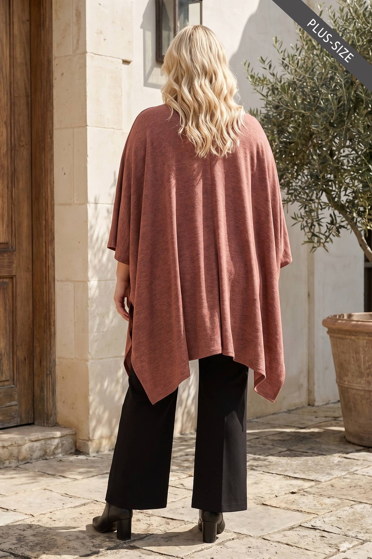 PLUS SIZE Flowy Draped Poncho Top