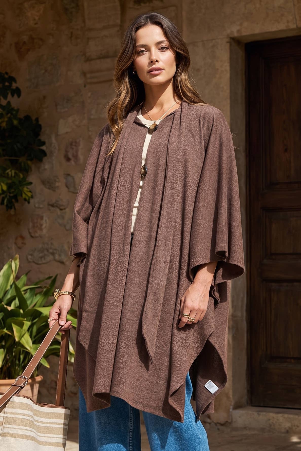 Flowy Draped Poncho Top