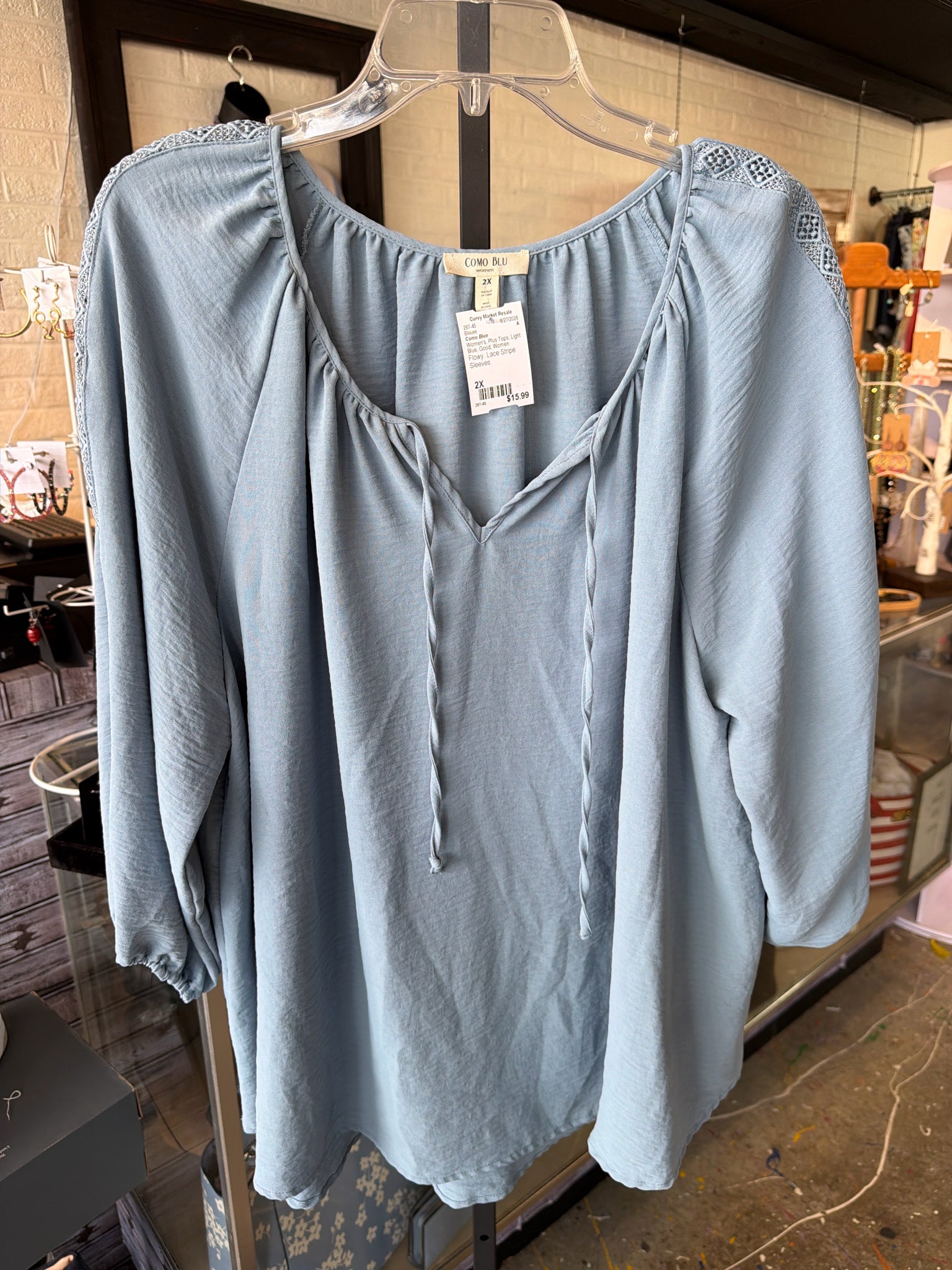 Como Blue Plus Tops Size 2X Blouse