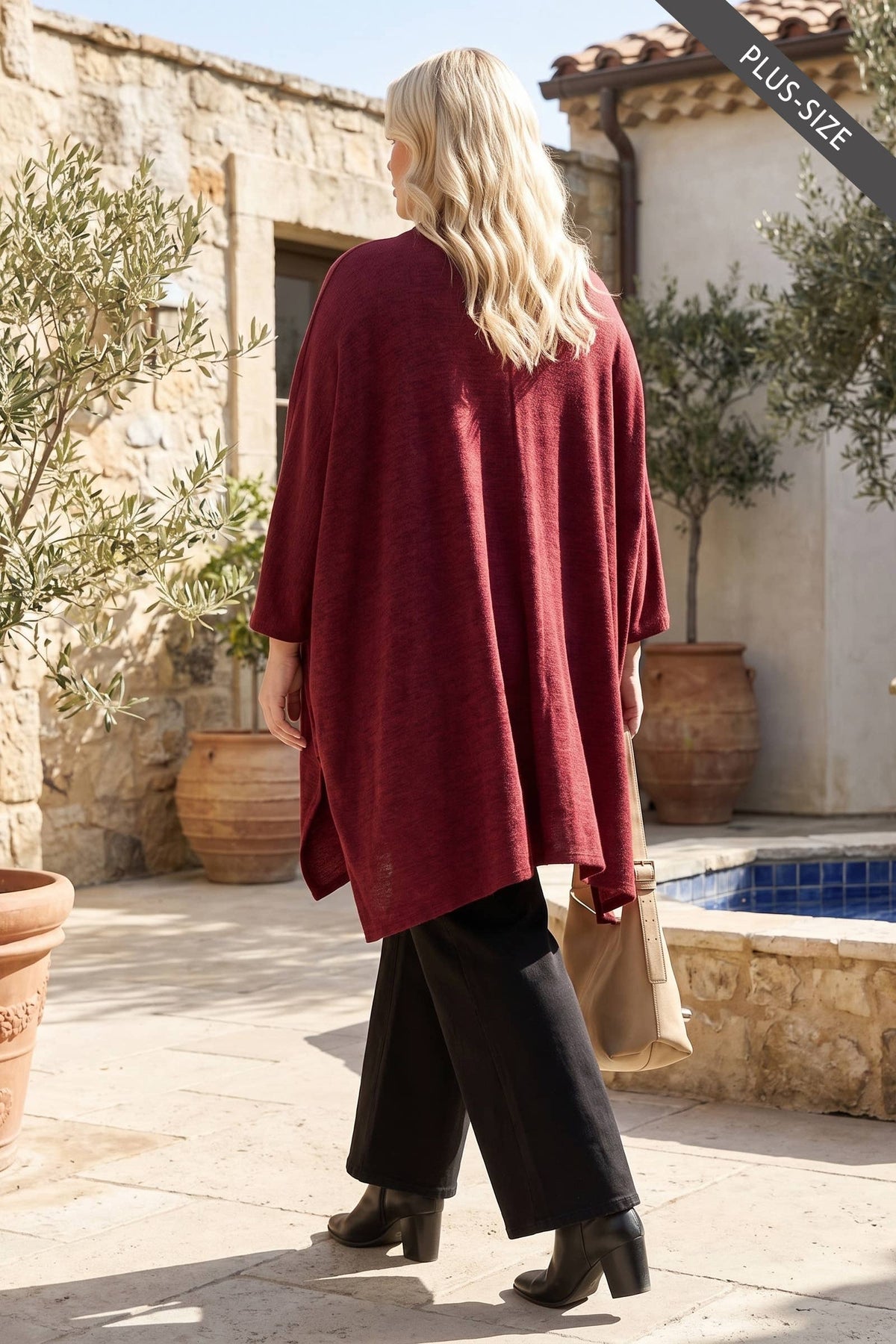 PLUS SIZE Flowy Draped Poncho Top