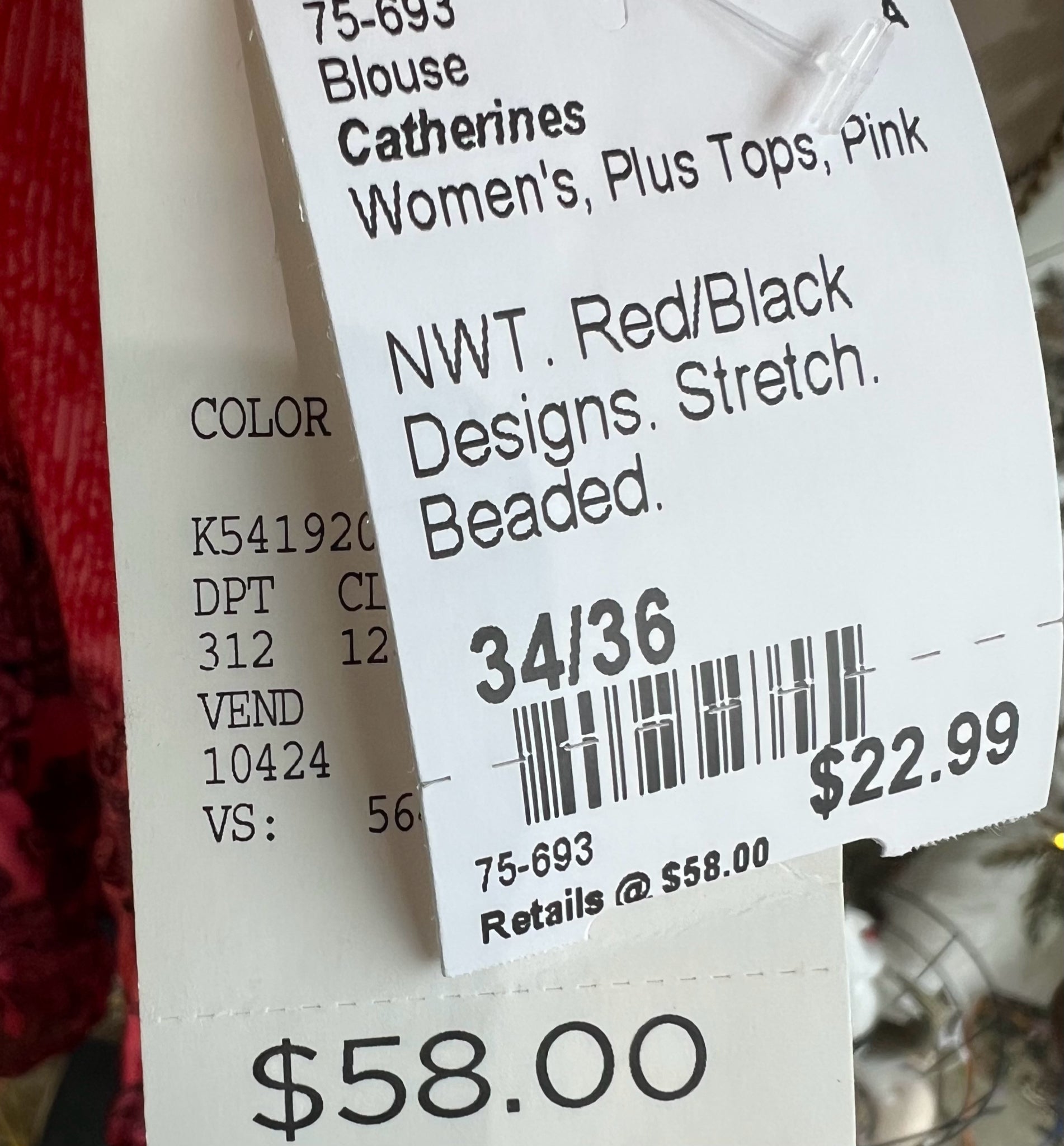 Catherines Plus Tops Size 34/36 Blouse