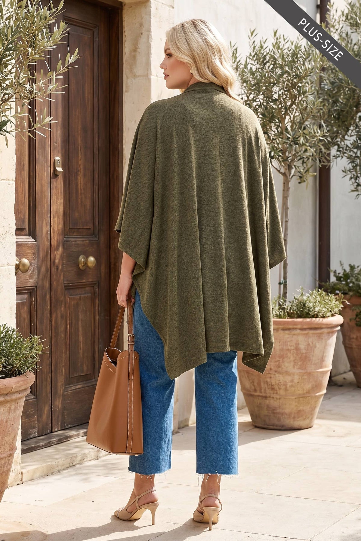 PLUS SIZE Flowy Draped Poncho Top