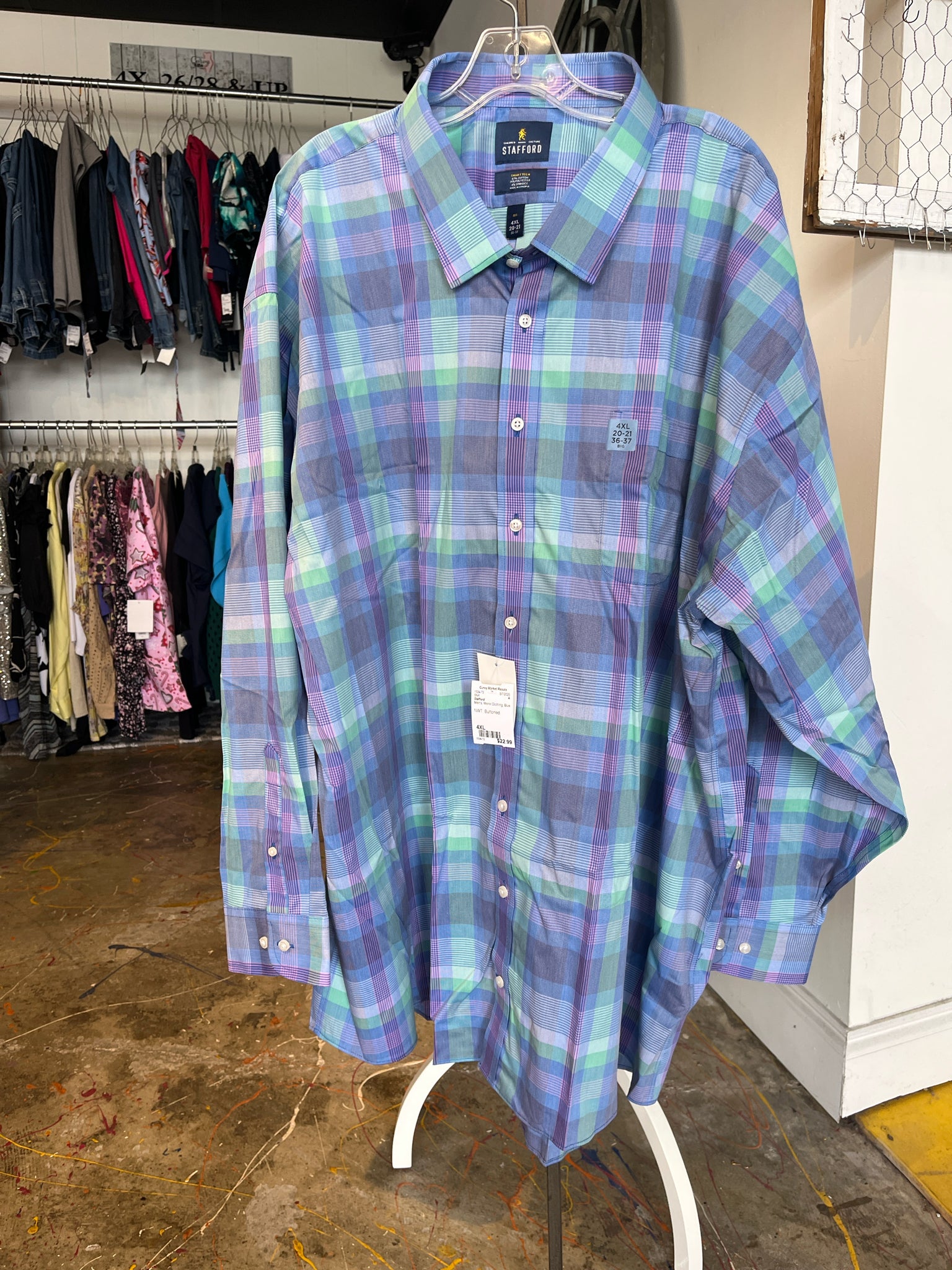 Stafford Men's Size 4XL Mens Clothing Shirt