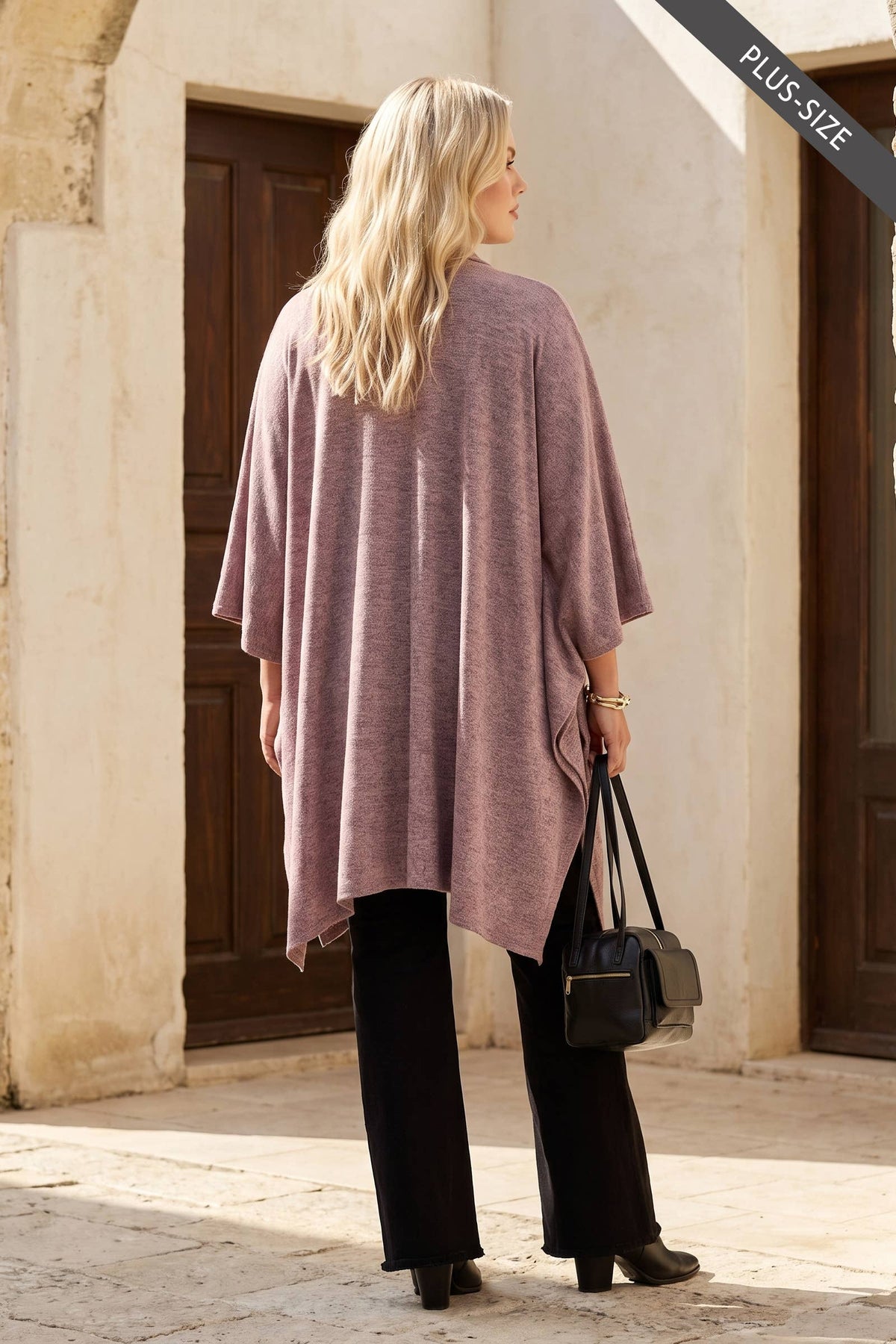PLUS SIZE Flowy Draped Poncho Top