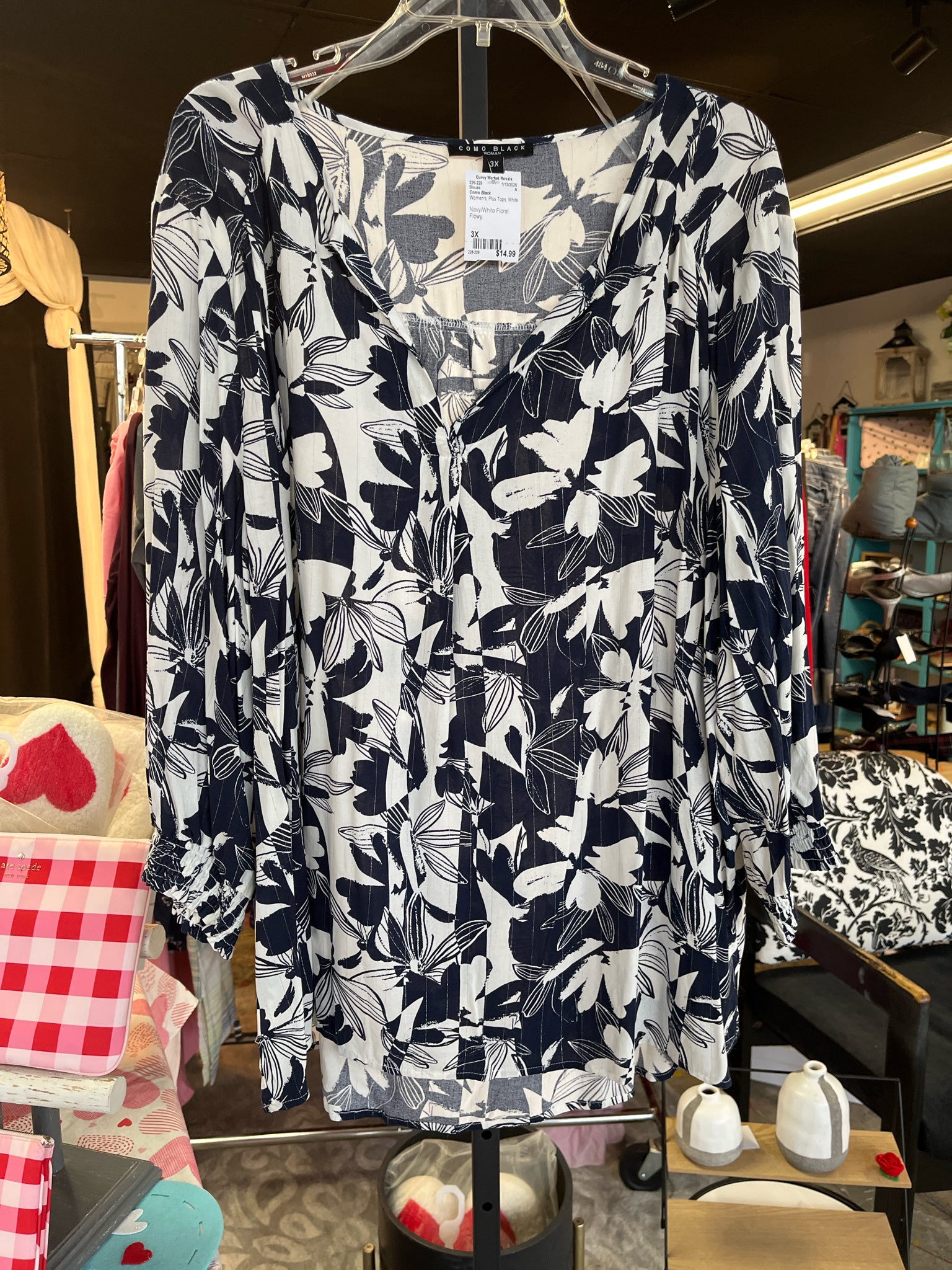 Como Black Plus Tops Size 3X Blouse