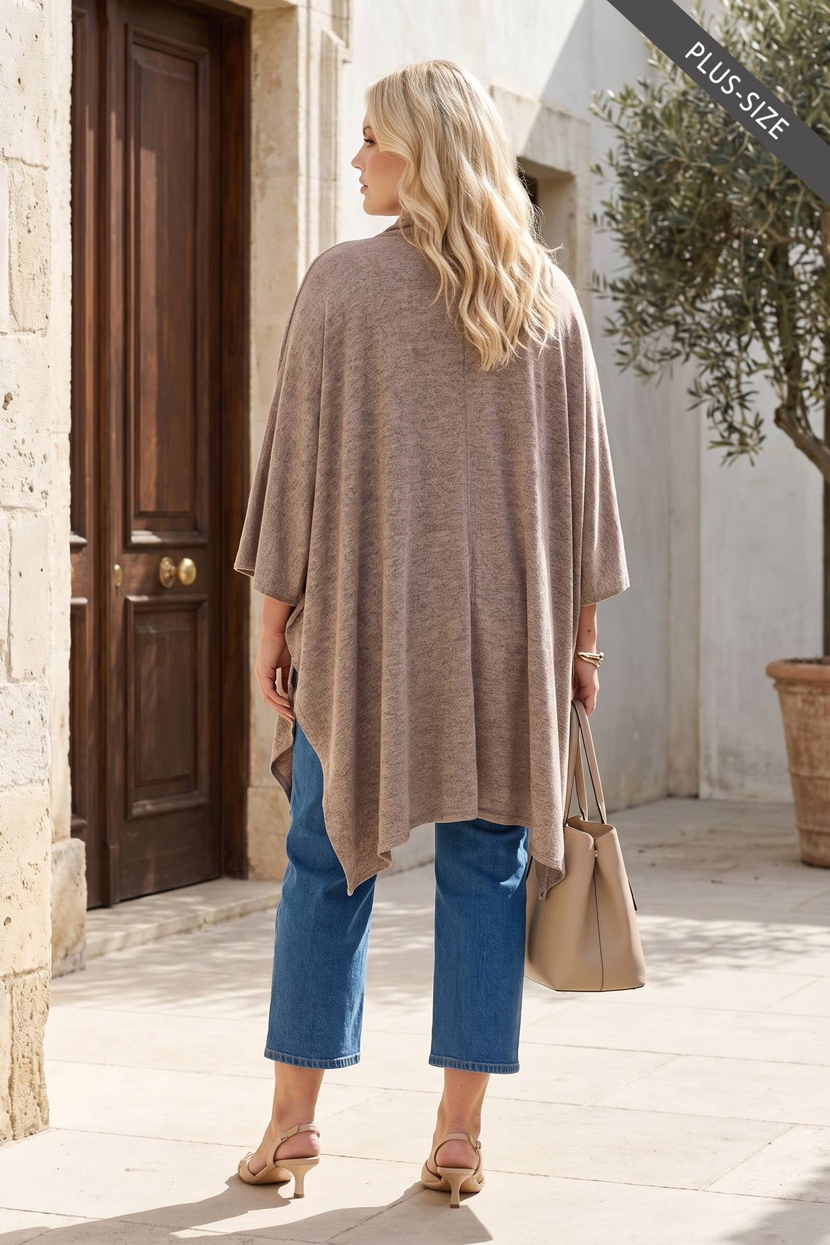 PLUS SIZE Flowy Draped Poncho Top