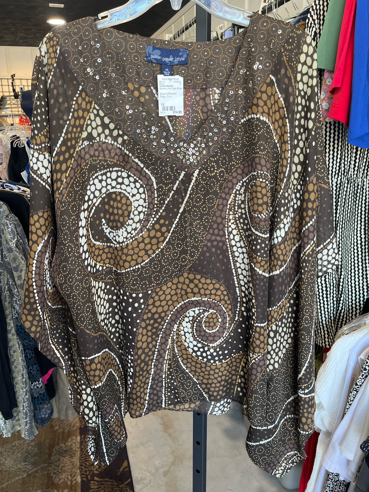 SUSAN GRAVER Plus Tops Size 1X Blouse