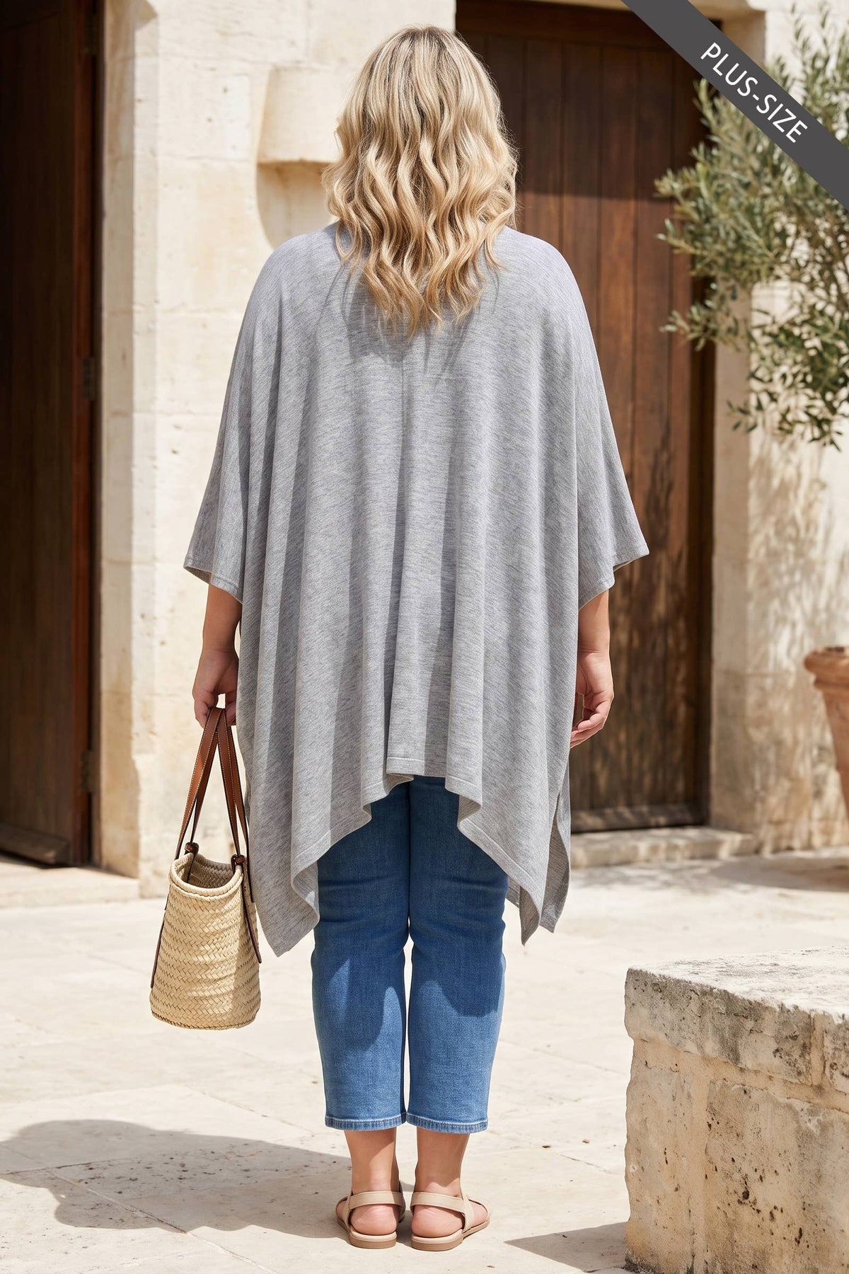PLUS SIZE Flowy Draped Poncho Top