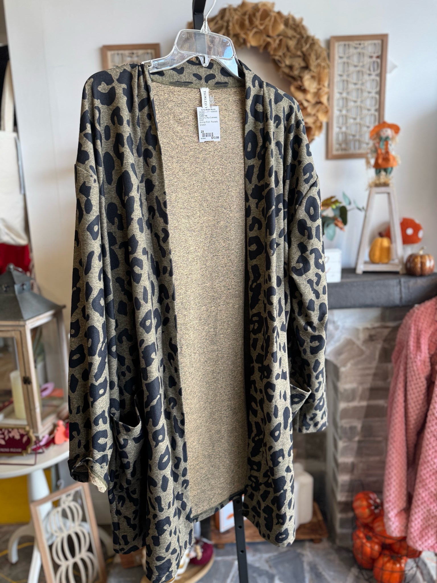 Tickled Teal Plus Outerwear Size 2X Cardigan