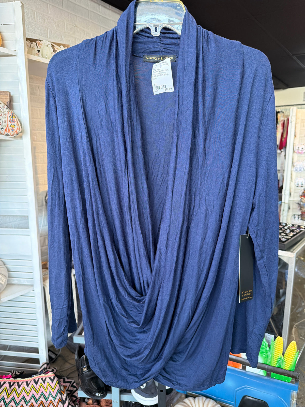 Always Indigo Womens Tops Size XL Blouse