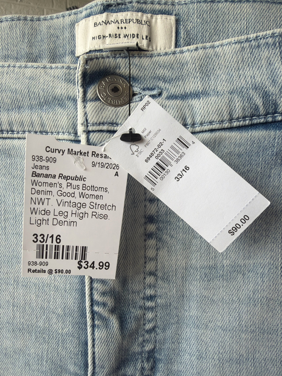Banana Republic Plus Bottoms Size 33/16 Jeans