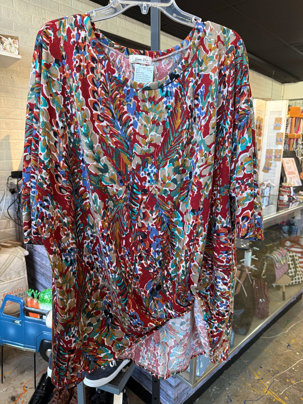 Beesom River Plus Tops Size 2X Blouse