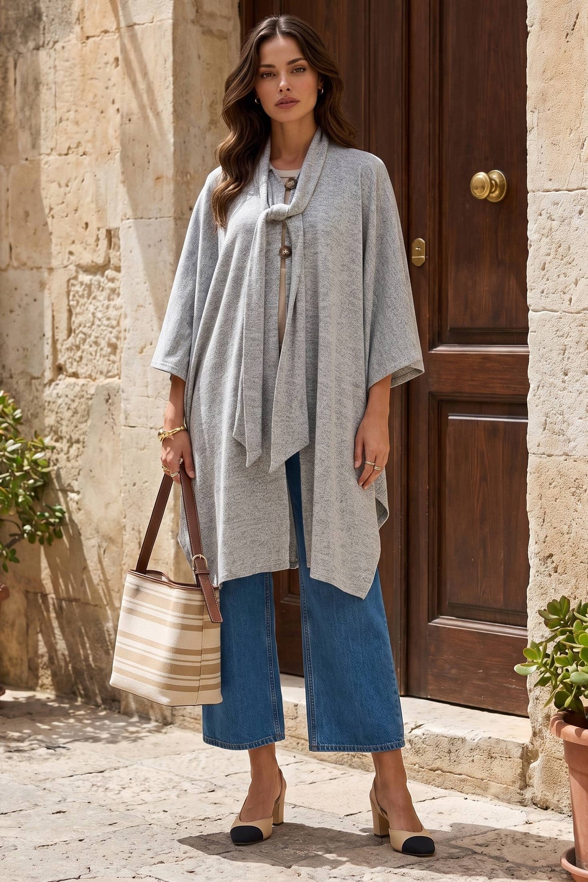 Flowy Draped Poncho Top
