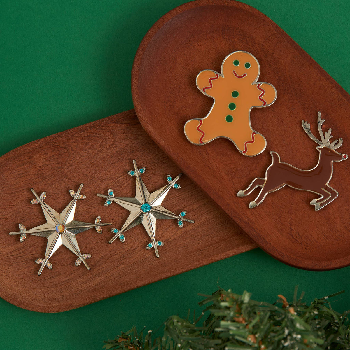 Sale - Holiday Christmas Crystal Magnet Snowflake Brooch